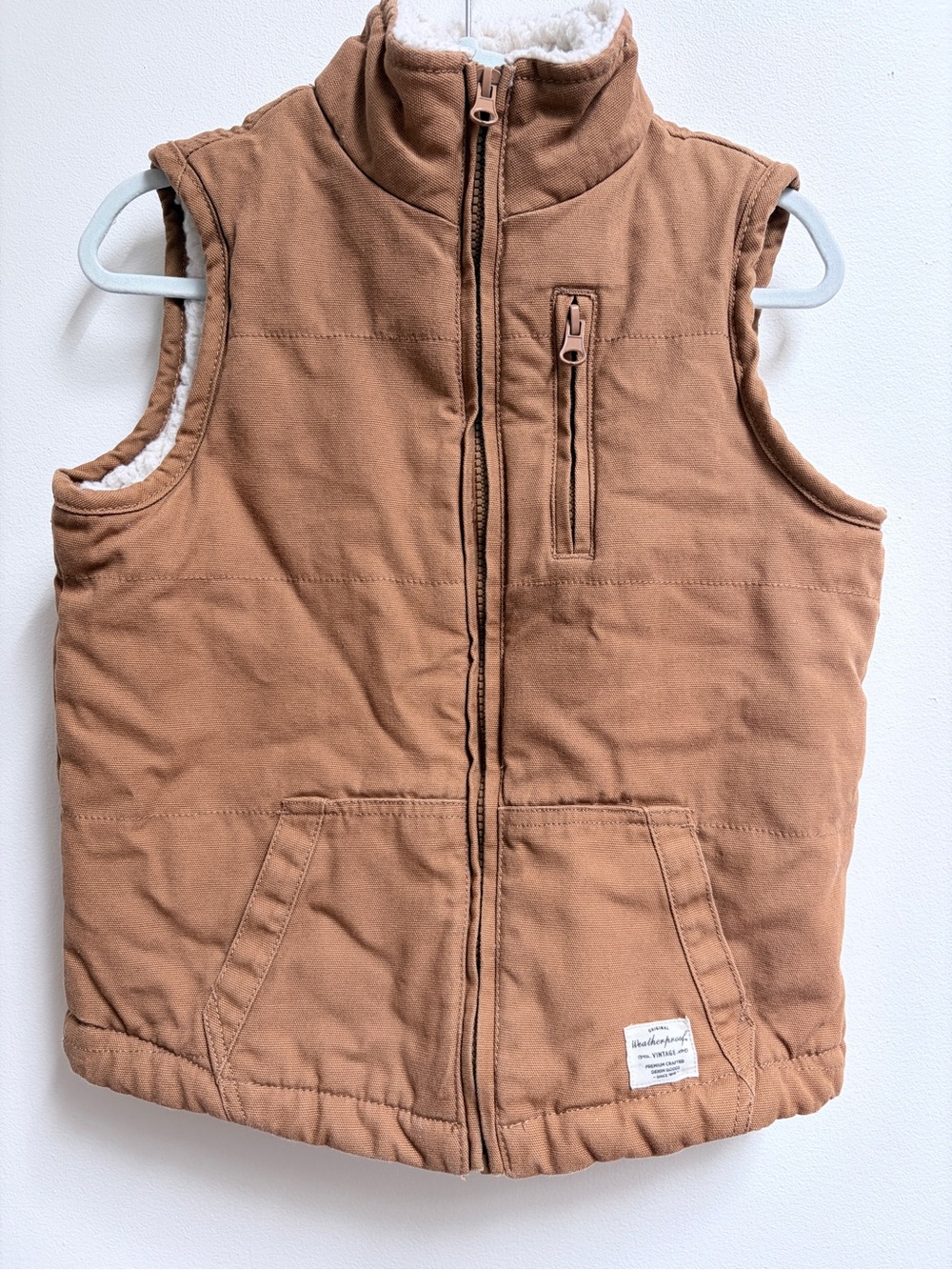 Weatherproof Light Brown Kids Unisex Vest w/ Sherpa lining - Size 7